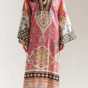 Elegant Pink Floral Maxi Dress